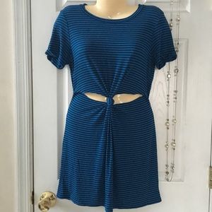 NWT. Sz M. Blue cut out T-shirt dress